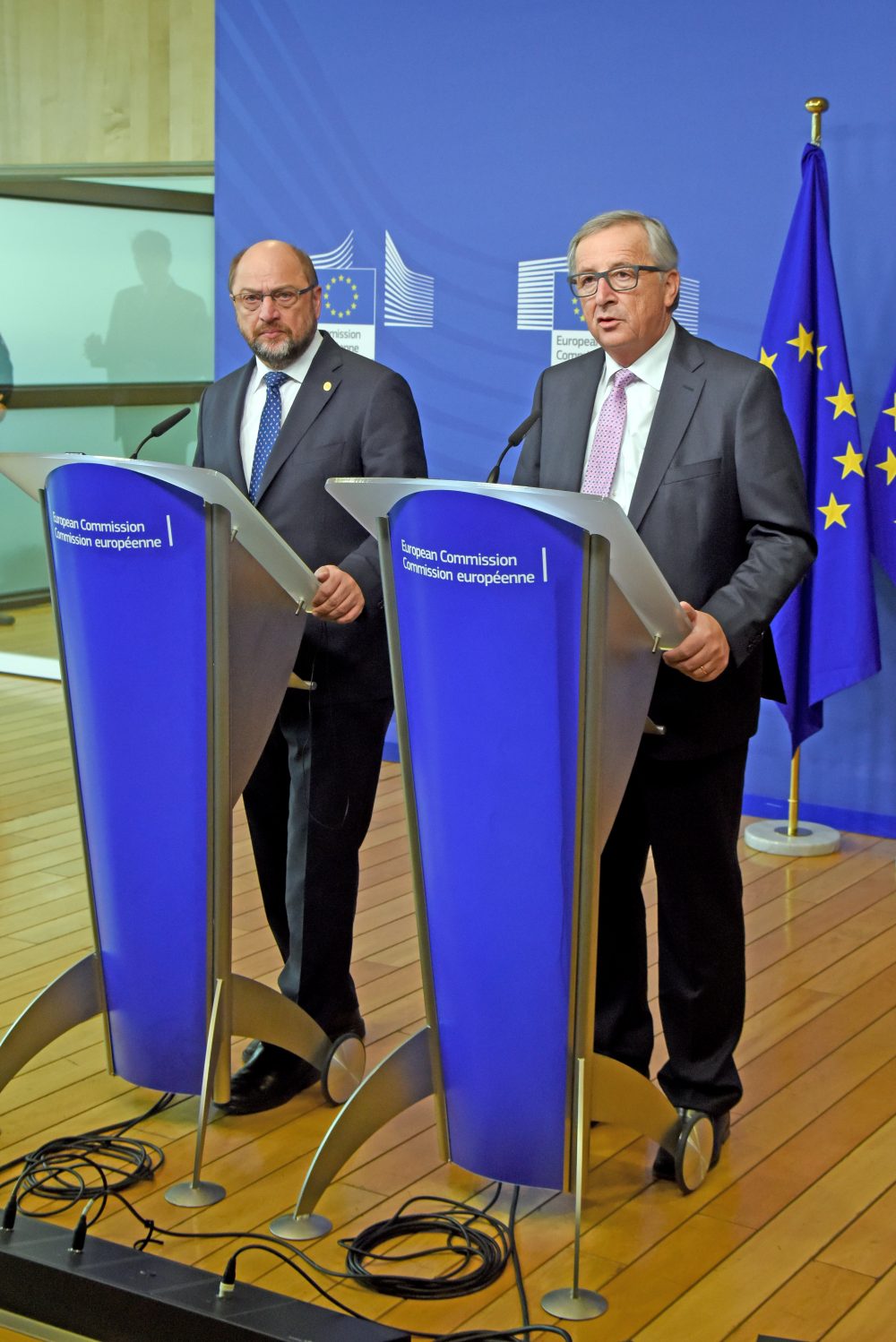 Martin Schulz, on the left, and Jean-Claude Juncker